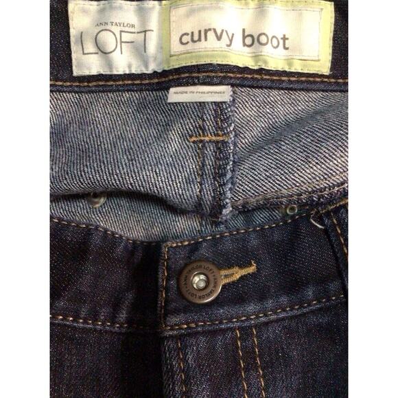 Ann Taylor Loft Curvy Boot Denim Jean Women Size 2 Blue Dark Wash - Picture 3 of 7